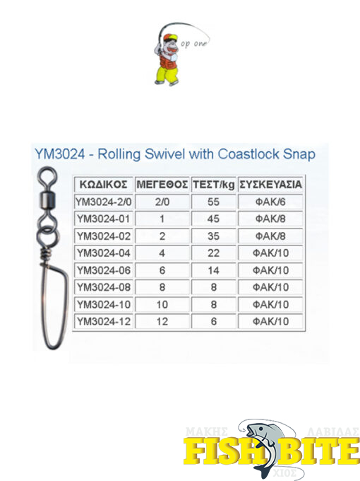 Top One Rolling Swivel With Coastlock Snap YM-3024